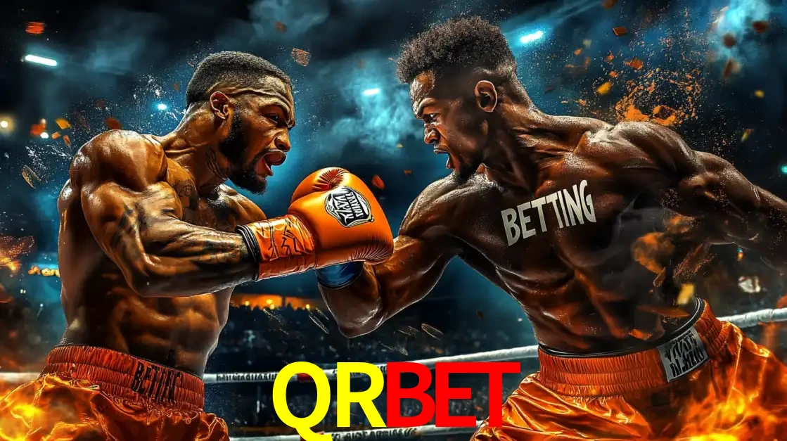 Dois boxeadores em uma luta intensa e explosiva, representando a adrenalina e as oportunidades de apostas em esportes de combate disponíveis na plataforma QRBET.